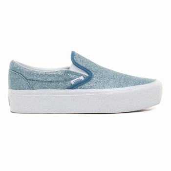 Damske Tenisky Na Platforme Vans Glitter Classic Slip-On Modre VA18JOYRK